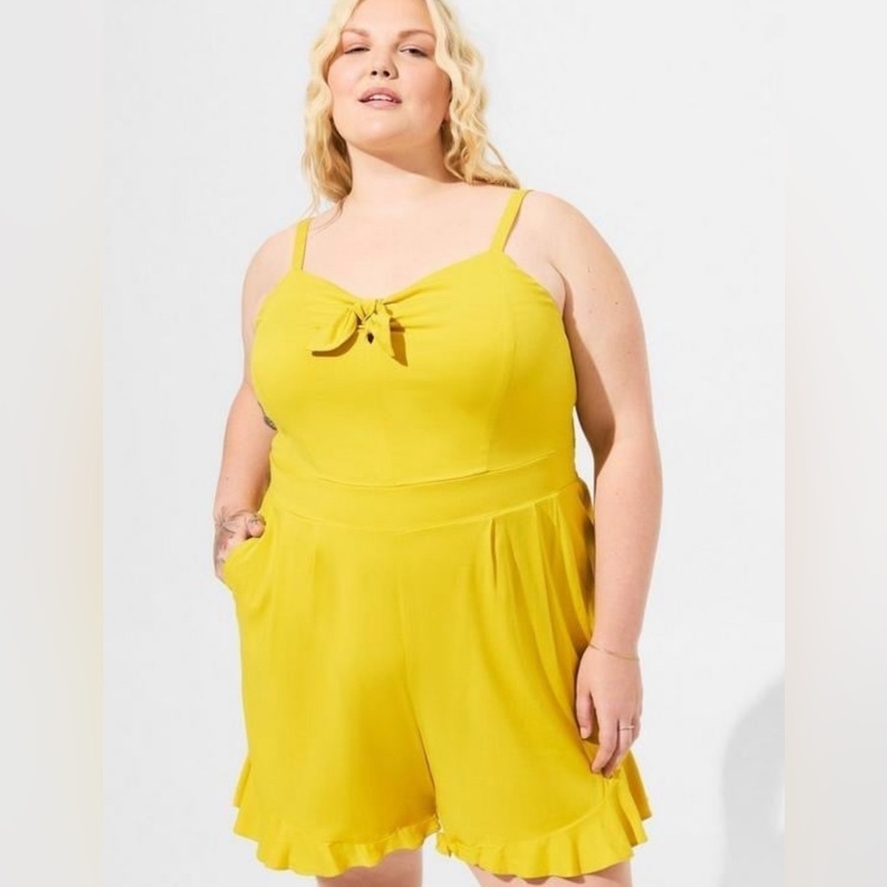 Torrid Challis Tie-Front Romper Sulphur (nwt)